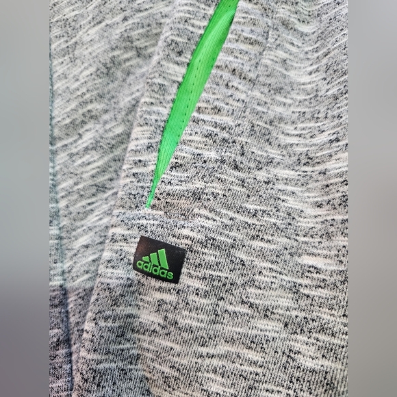 Adidas Women’s Jogger Sweatpants Small Gray Heather Neon Green Zip Pockets - Picture 3 of 12